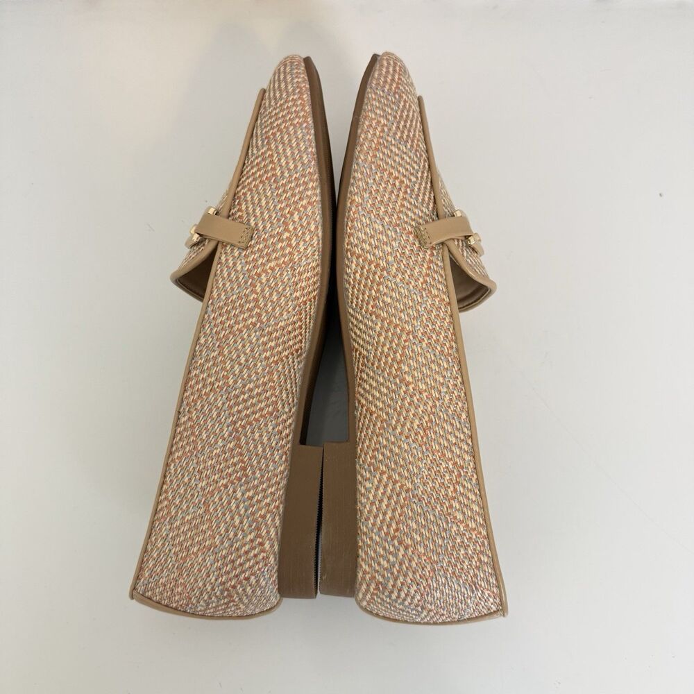 Tahari Woven Loafers Gold Horsebit Slip On Flats Beige Multi Women's Size 10 - Picture 10 of 13